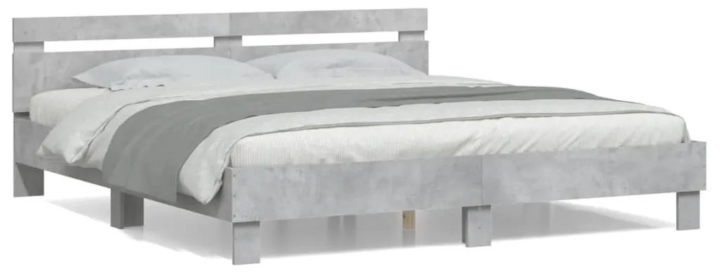 vidaXL Estrutura de cama c/ cabeceira derivados madeira cinza-cimento
