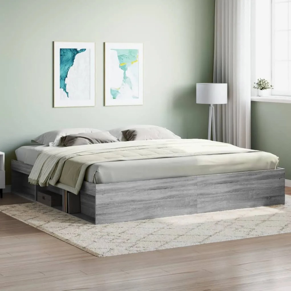 vidaXL Estrutura de cama 200x200 cm cinzento sonoma