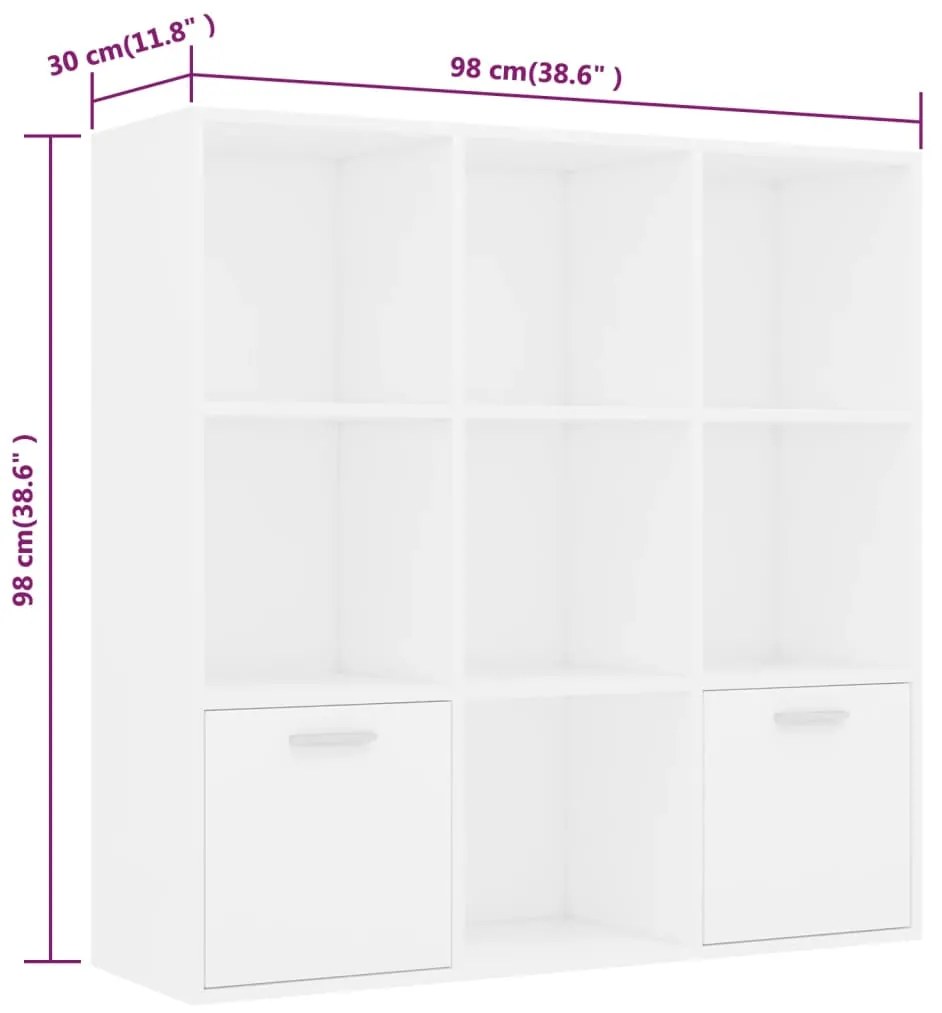 Estante 98x30x98 cm derivados de madeira branco