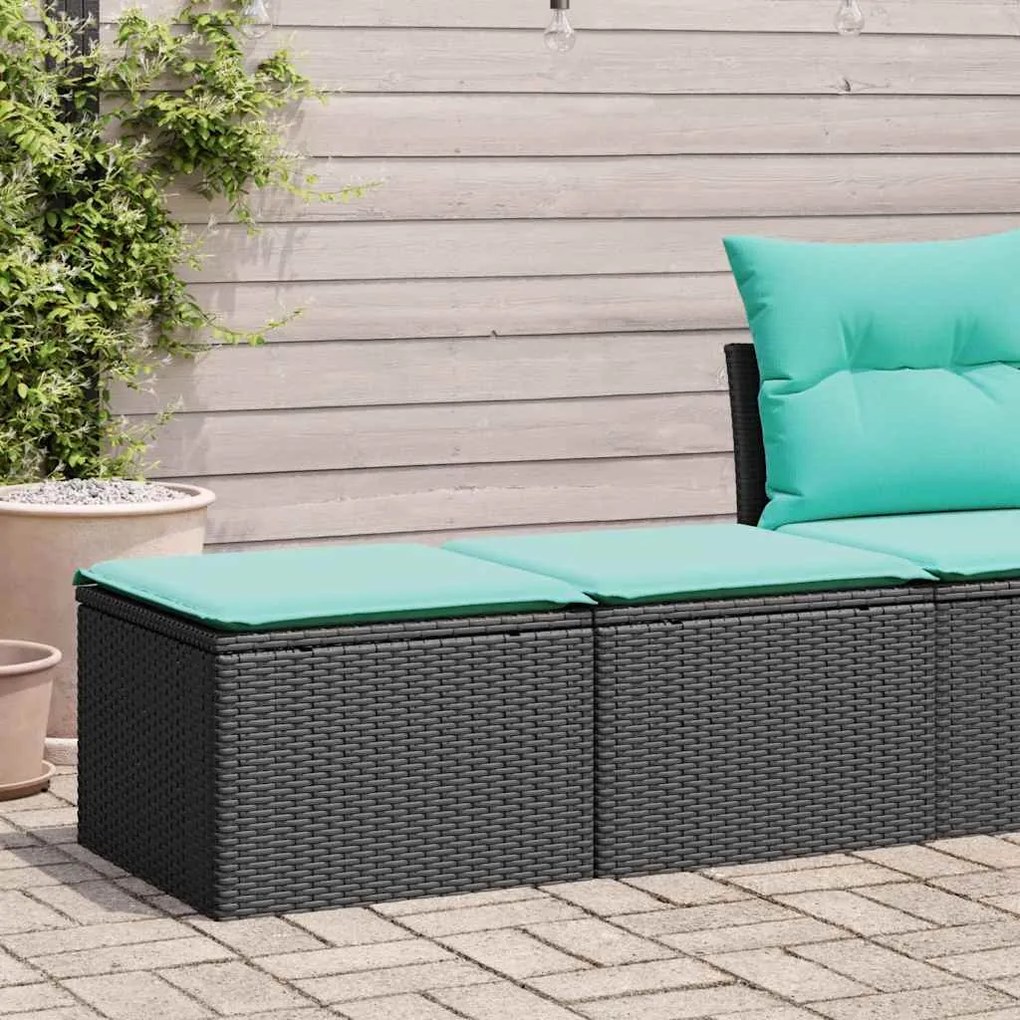 2 pcs conjunto sofás jardim c/ almofadões vime PE/acácia preto