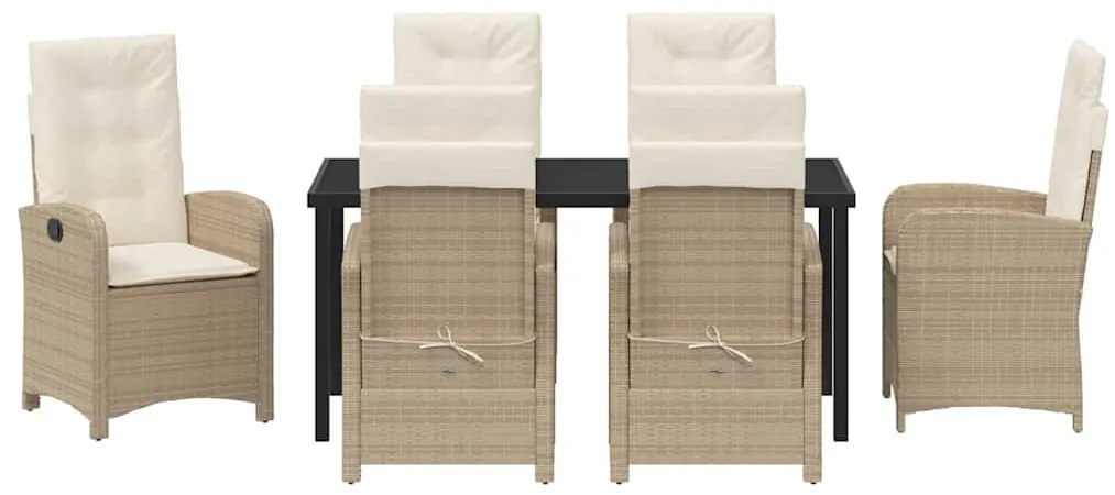 Conjunto de Jantar de Jardim com Almofadas Bege de Rattan Polimérico