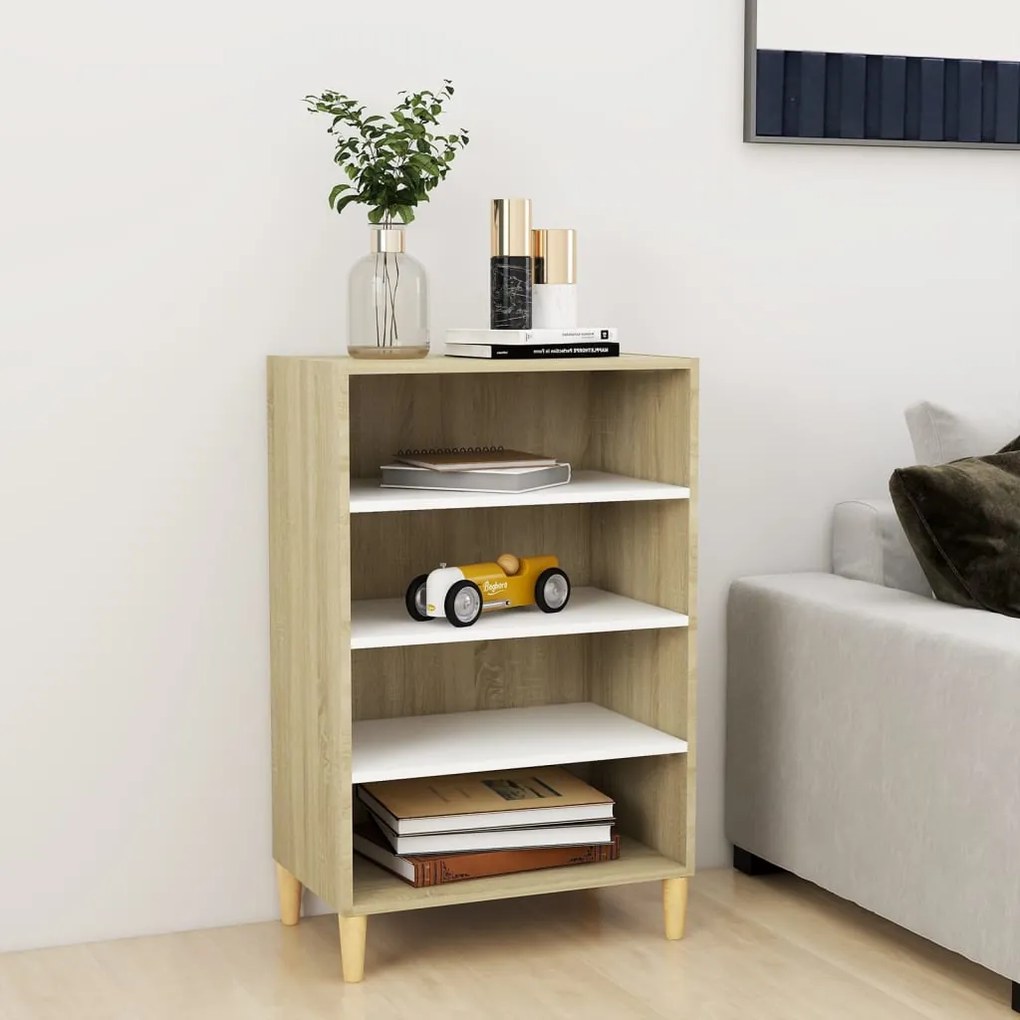 vidaXL Aparador 57x35x90cm derivados de madeira branco/carvalho sonoma