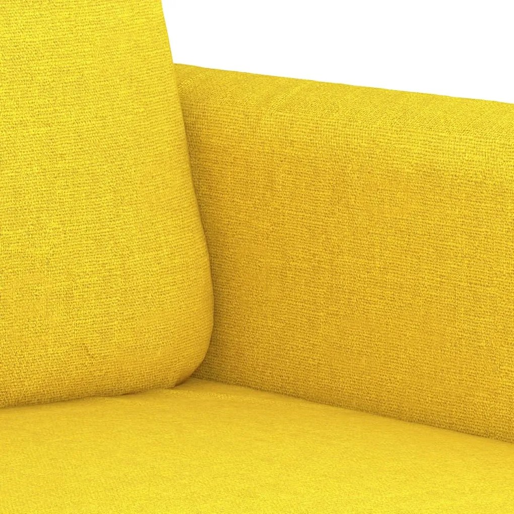 4 pcs conjunto de sofás com almofadões tecido amarelo-claro