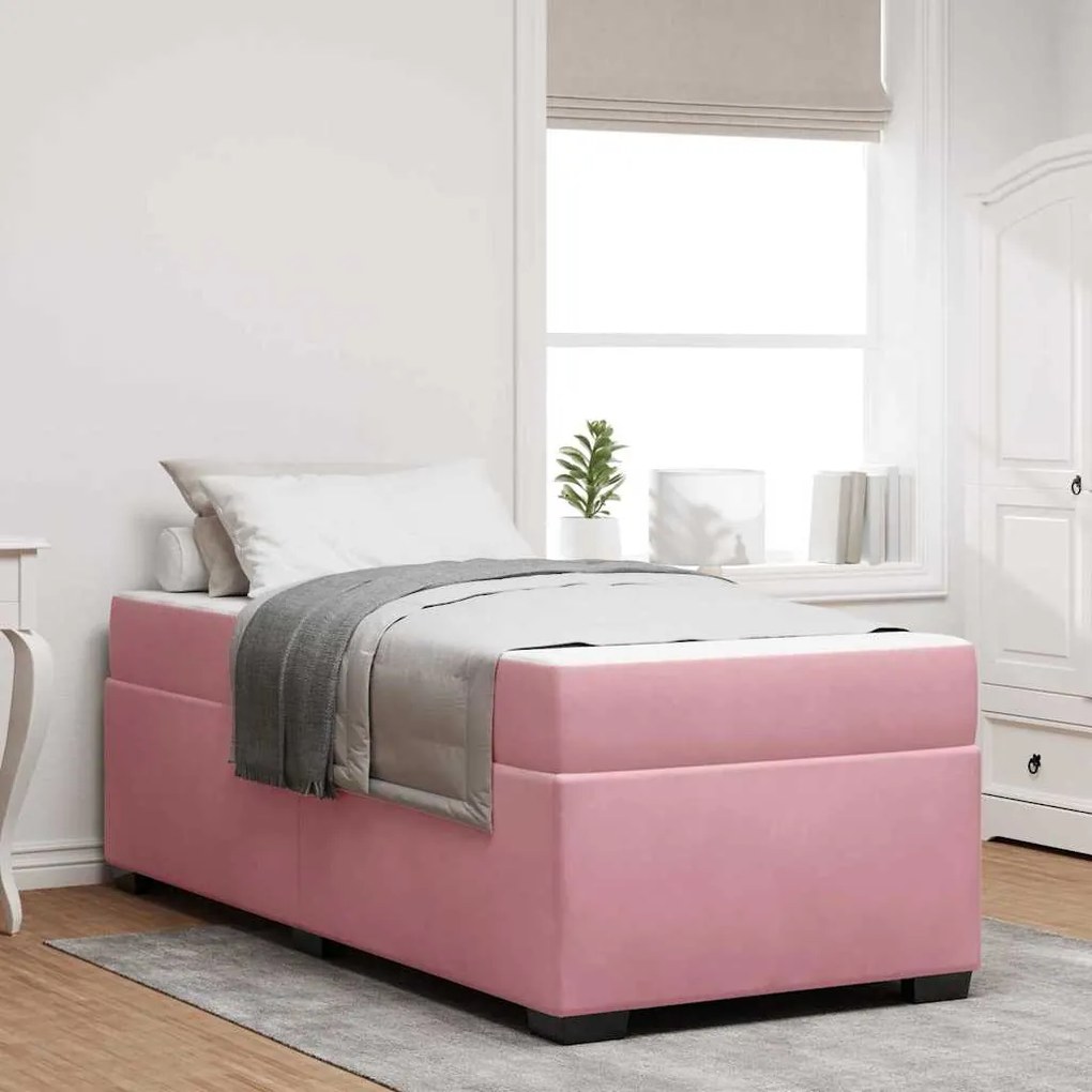 vidaXL Estrutura da Cama com colchão Rosa 80 x 200 cm tecido