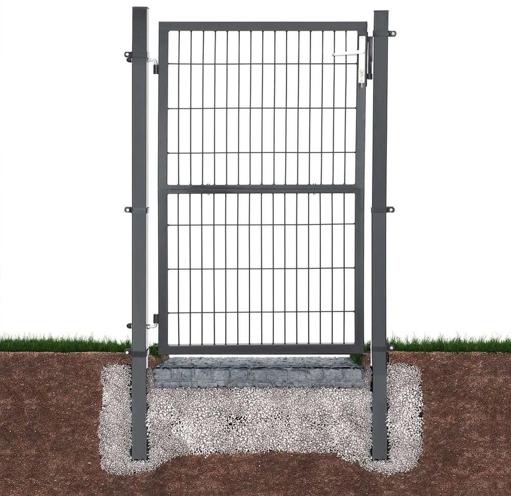 Portão de jardim em ferro galvanizado 106 x 6 x 200 cm cinzento
