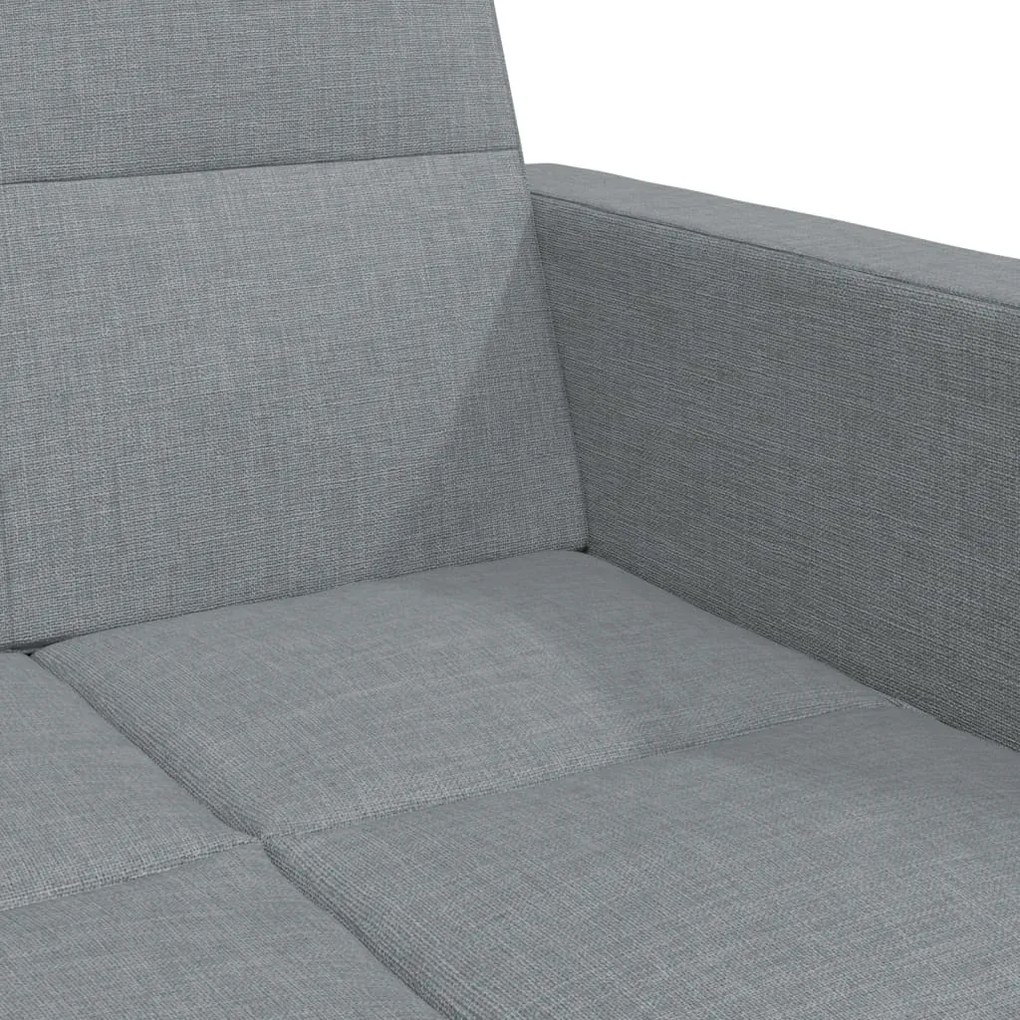 Sofá-cama de 2 lugares c/ apoio de pés tecido cinzento-claro