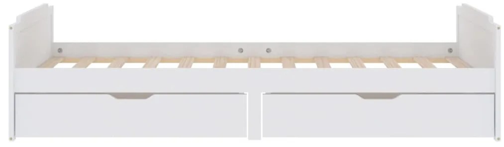 Estrutura de cama com gavetas 90x200 cm pinho maciço branco