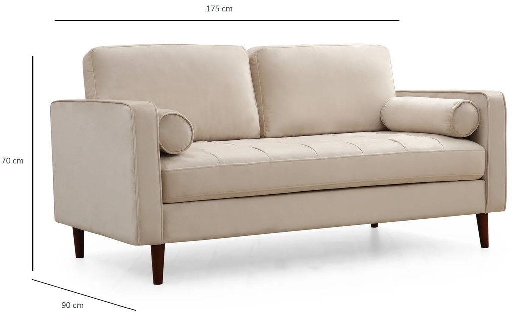 Sofá de 2 Lugares Rome – Bege – 175 x 90 x 70 cm