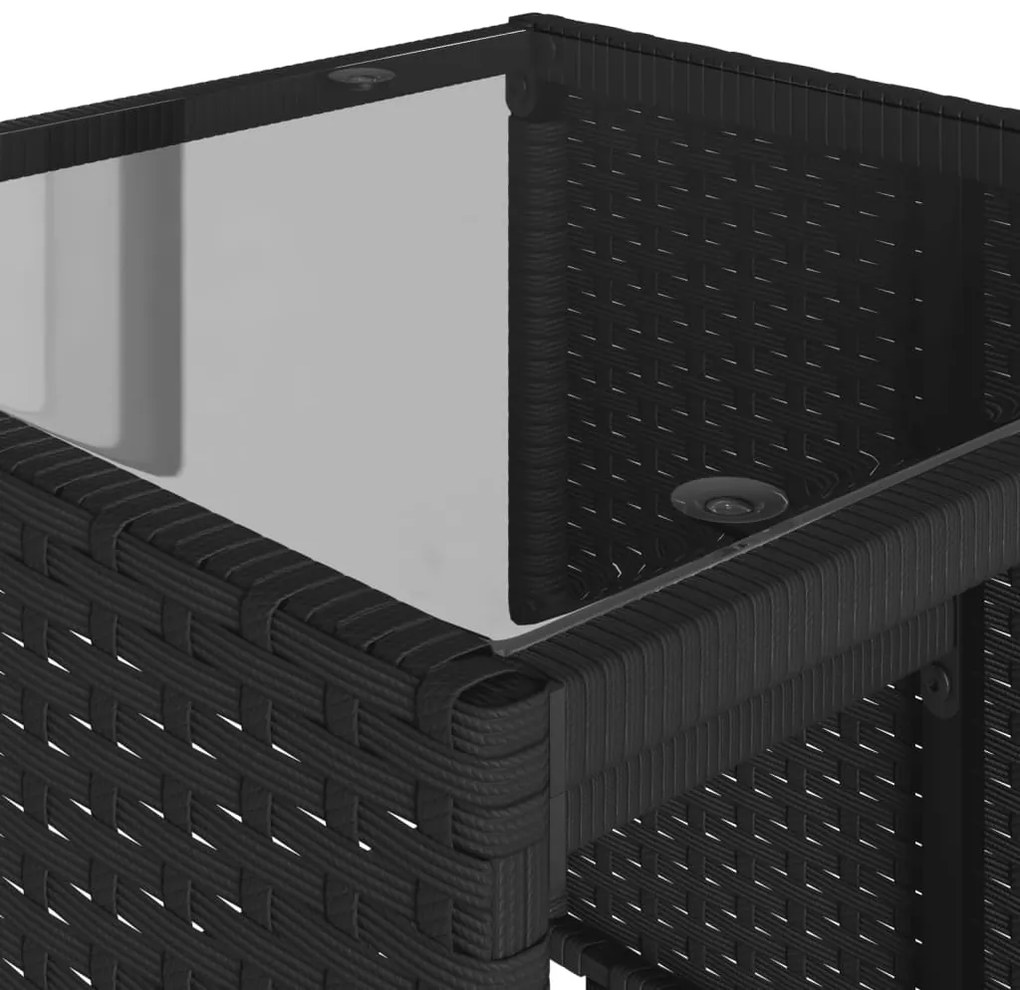 4 pcs conjunto de sofás para jardim c/ almofadões vime PE preto