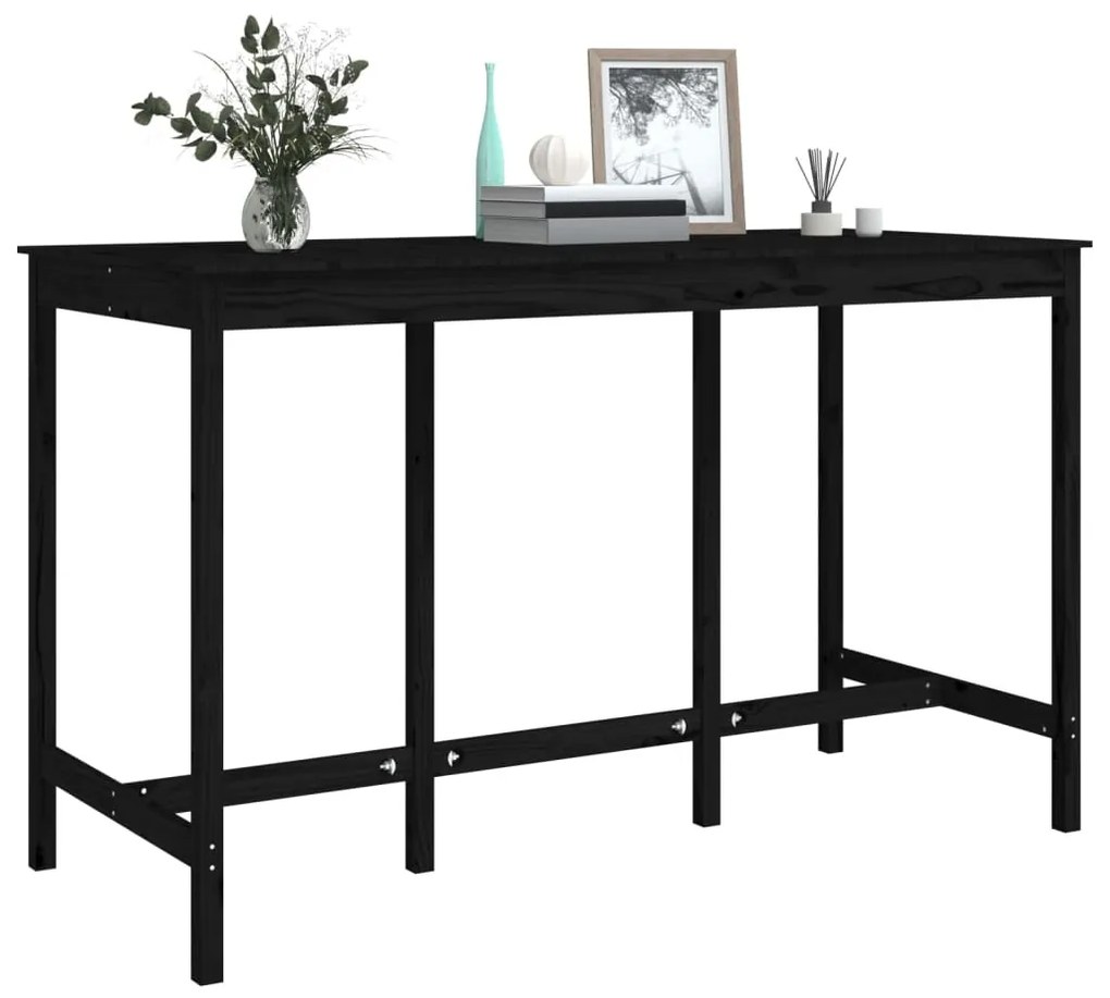 Mesa de bar 180x80x110 cm pinho maciço preto