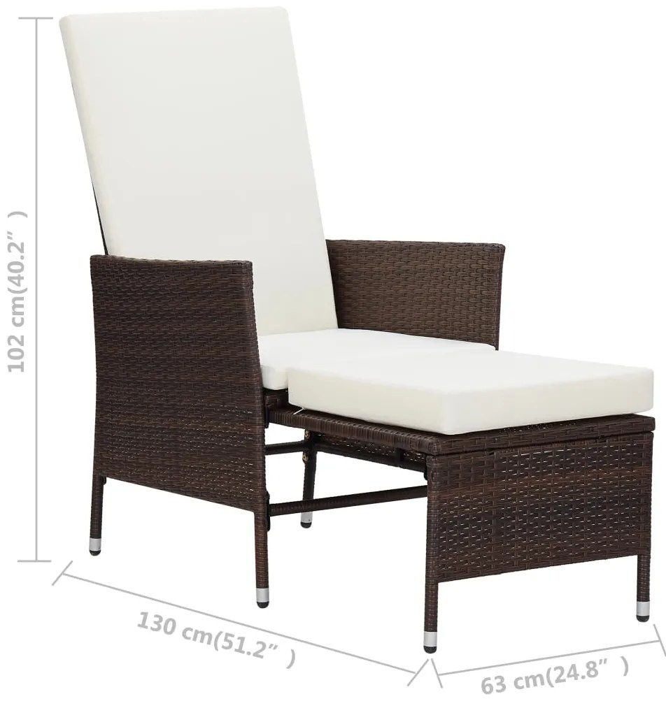 3 pcs conjunto lounge jardim c/ almofadões vime PE castanho