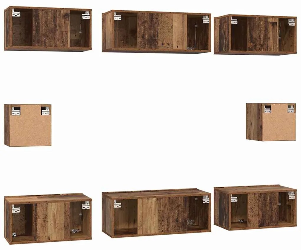 Conjunto de Estantes para TV 8 pcs Madeira antiga