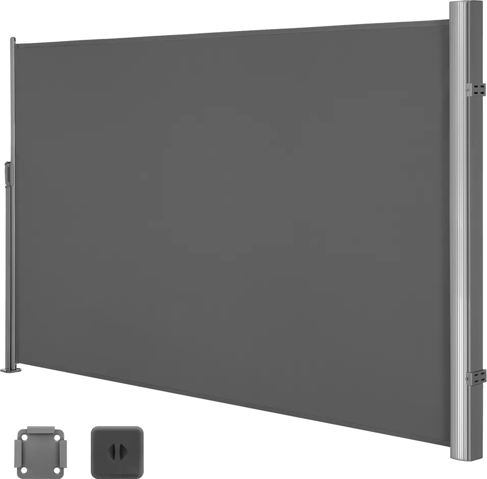 Toldo lateral 180,1 x 350,1 cm, cortina lateral extensível, proteção visual antracite