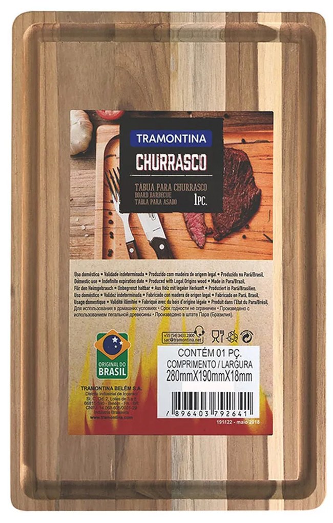 Tábua de corte Tramontina 33 x 22 x 1,8 cm Natural Retangular Madeira