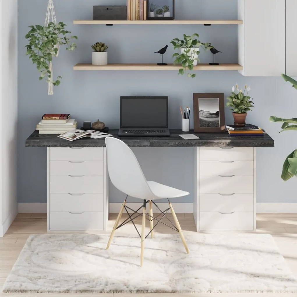 3156457 vidaXL Tampo de mesa 180x60x6 cm carvalho tratado cinza-escuro