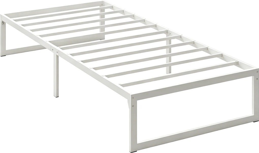 HOMCOM Estrutura de cama com espaço de arrumação e ripas de aço, 32,5 cm de altura, silenciosa, 200 x 90 cm, Branco | Aosom Portugal