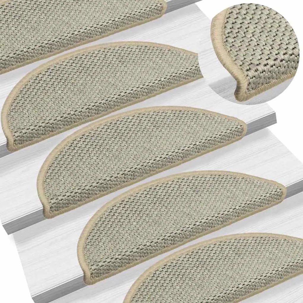 Tapetes escada adesivos aspeto sisal 15 pcs verde-claro