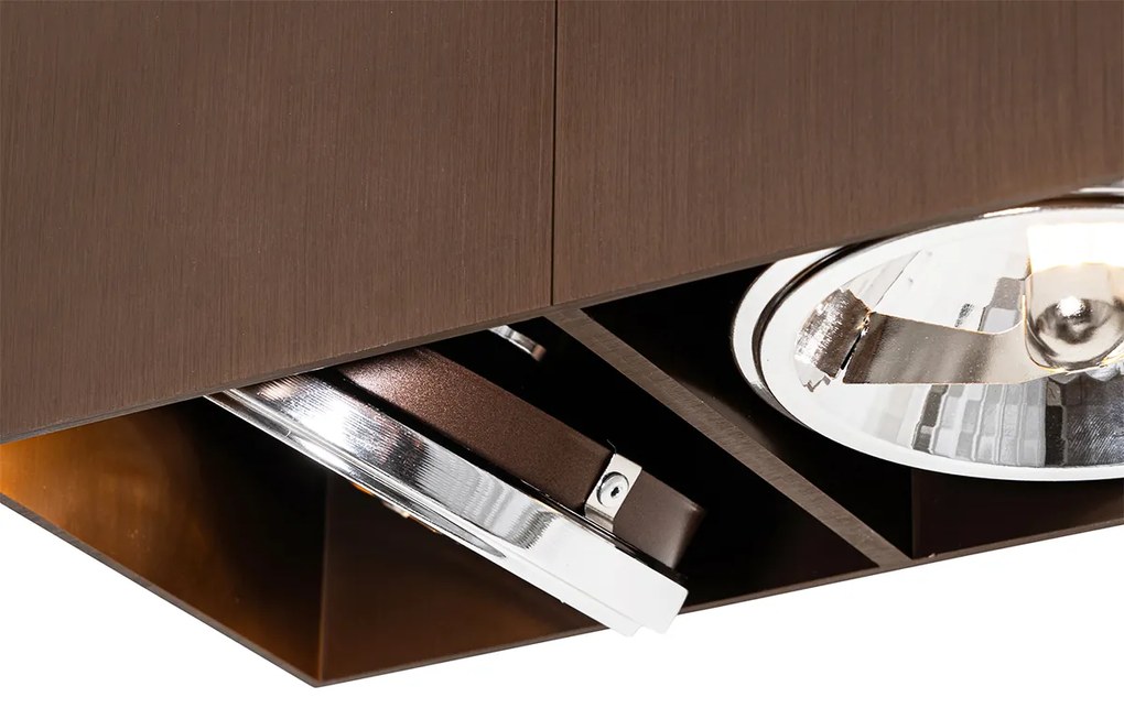 Foco de teto design bronze escuro retangular 2 luzes inclinável e rotativo - Box Design