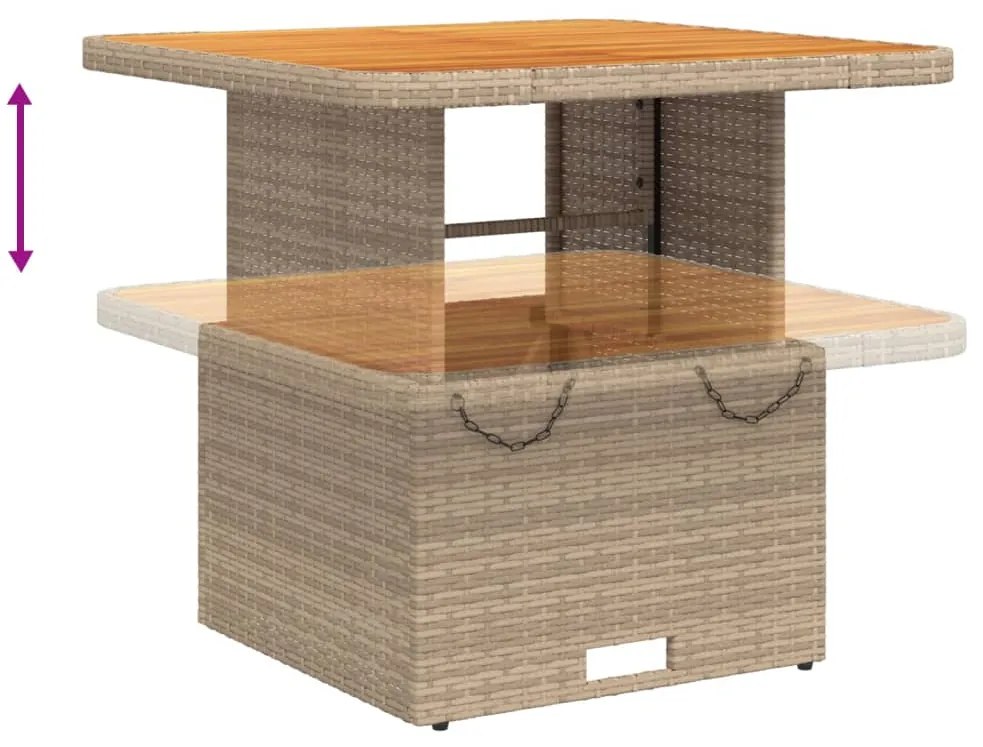 3 pcs conjunto de jantar p/ jardim com almofadões vime PE bege