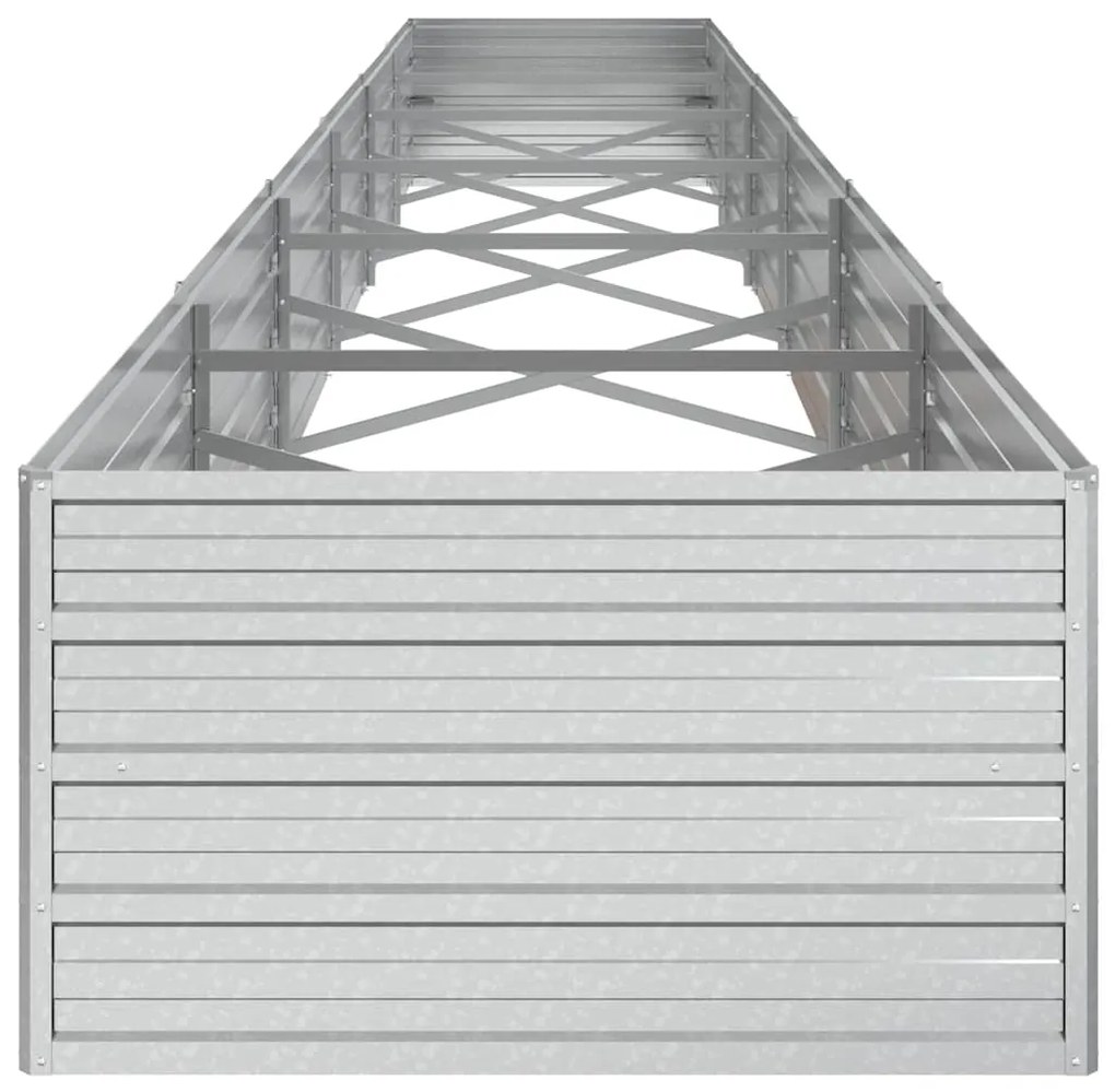 Canteiro elevado de jardim 600x80x45cm aço galvanizado prateado