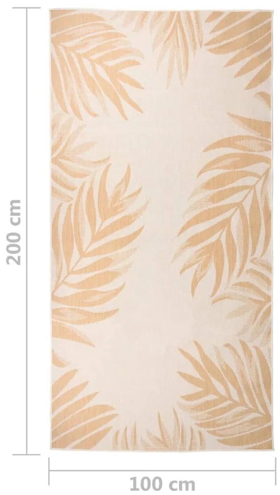 Tapete de tecido plano para exterior 100x200 cm padrão folhas