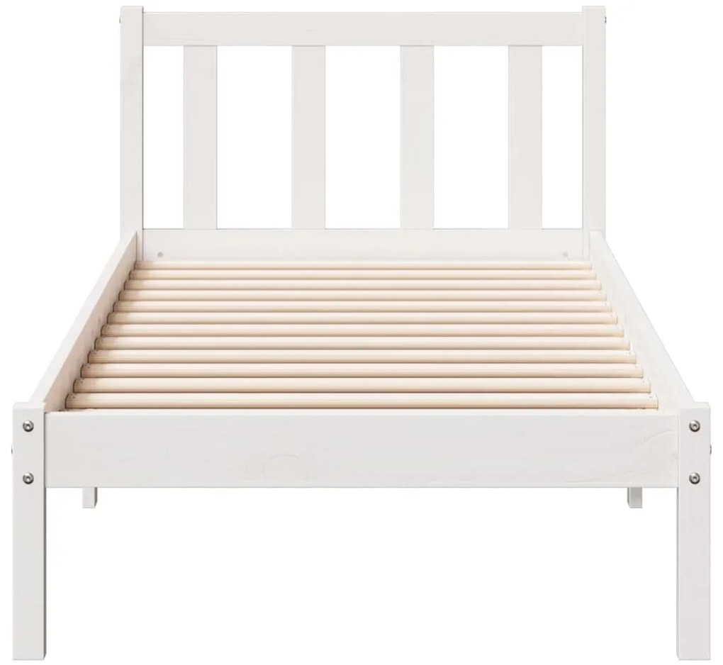 Cama extra longa sem colchão 100x220 cm pinho maciço branco