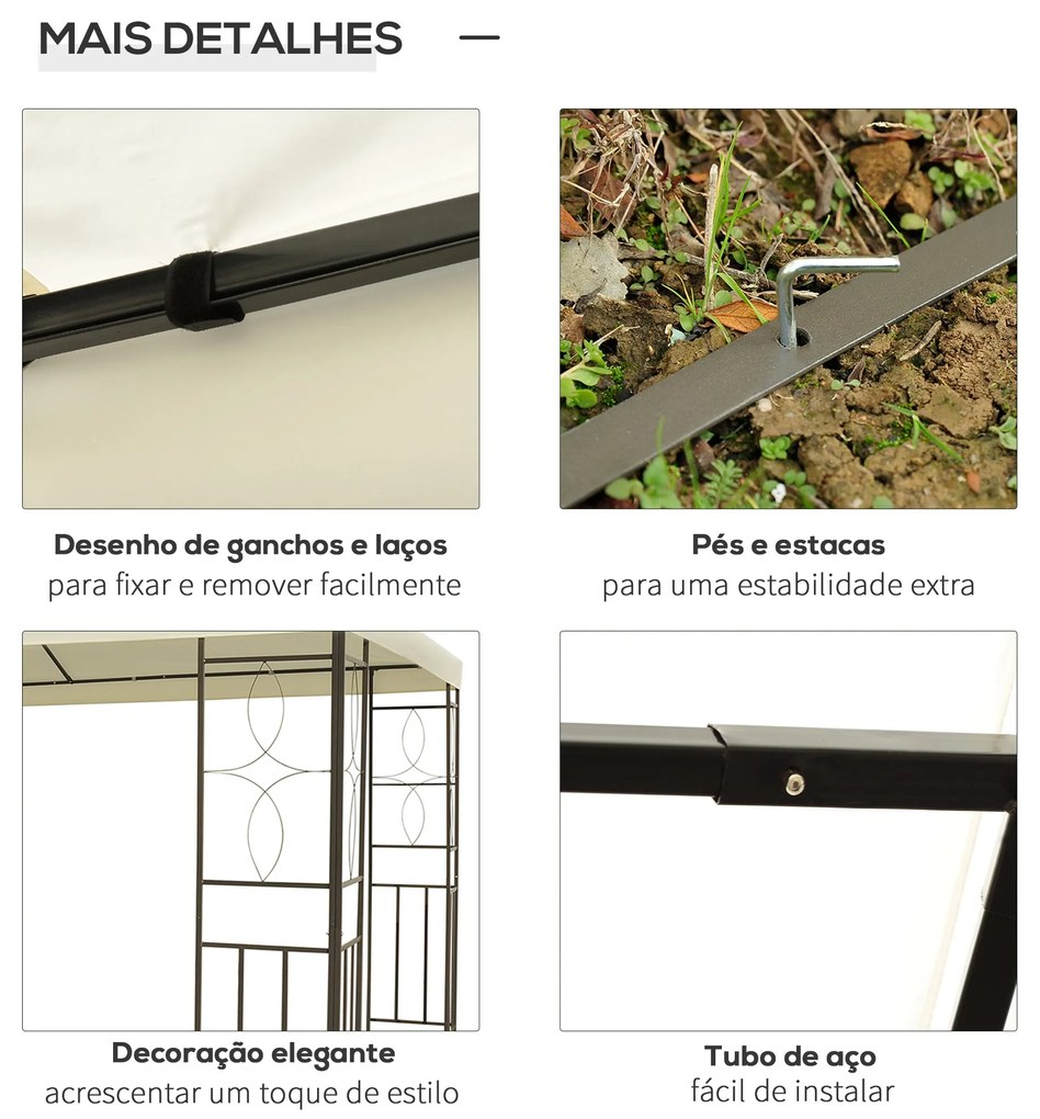 Pérgola de Jardim 295x392x270 cm Pérgola para Exterior com Duplo Teto