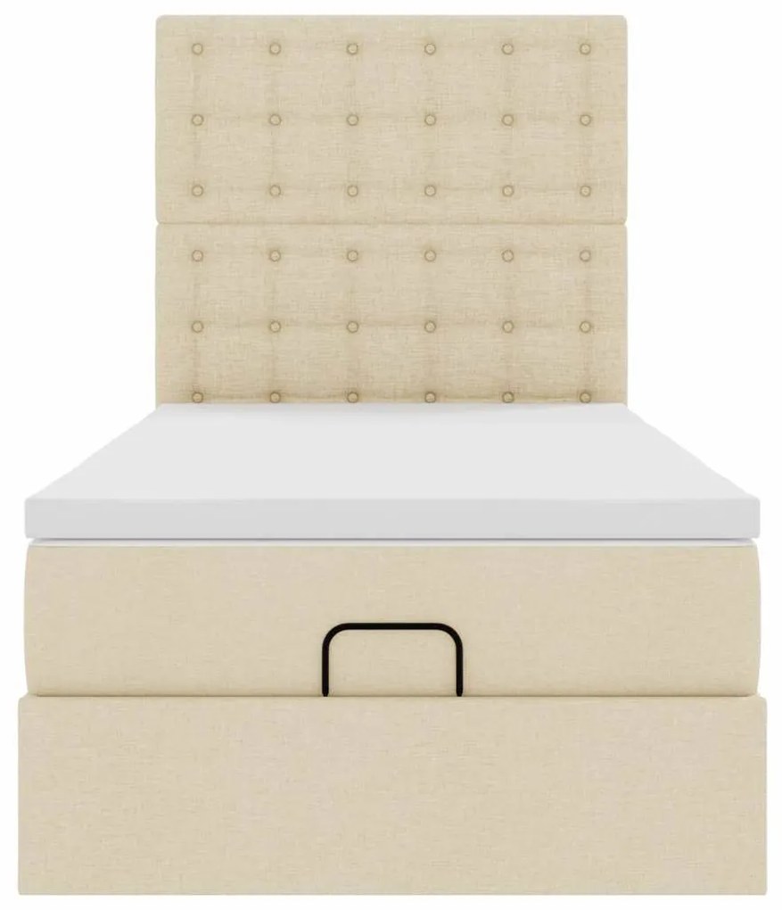 Estrutura de cama otomana com creme de colchão 100x200cm tecido