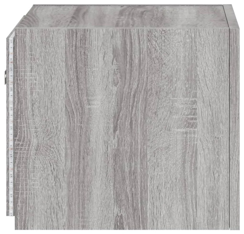 Móveis de parede para TV com luzes LED 2 pcs cinzento sonoma