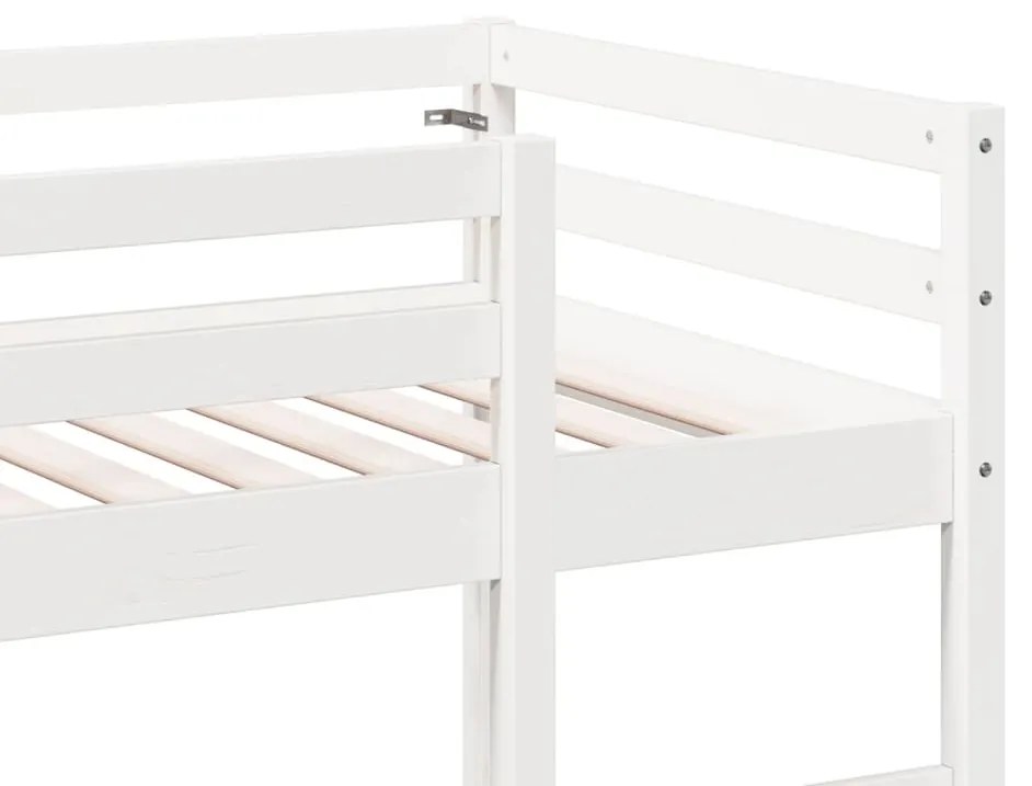 Cama alta com secretária 90x200 cm pinho maciço branco