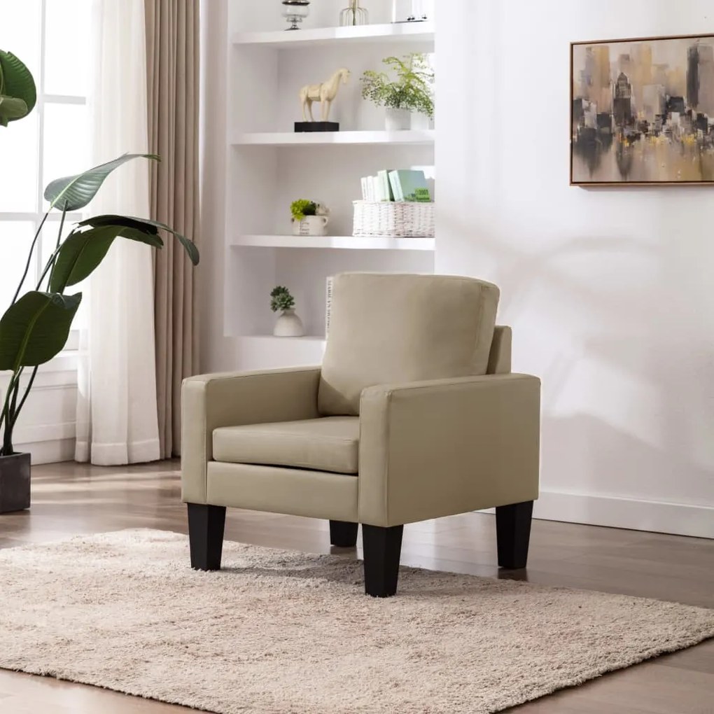 vidaXL Poltrona em couro artificial cappuccino