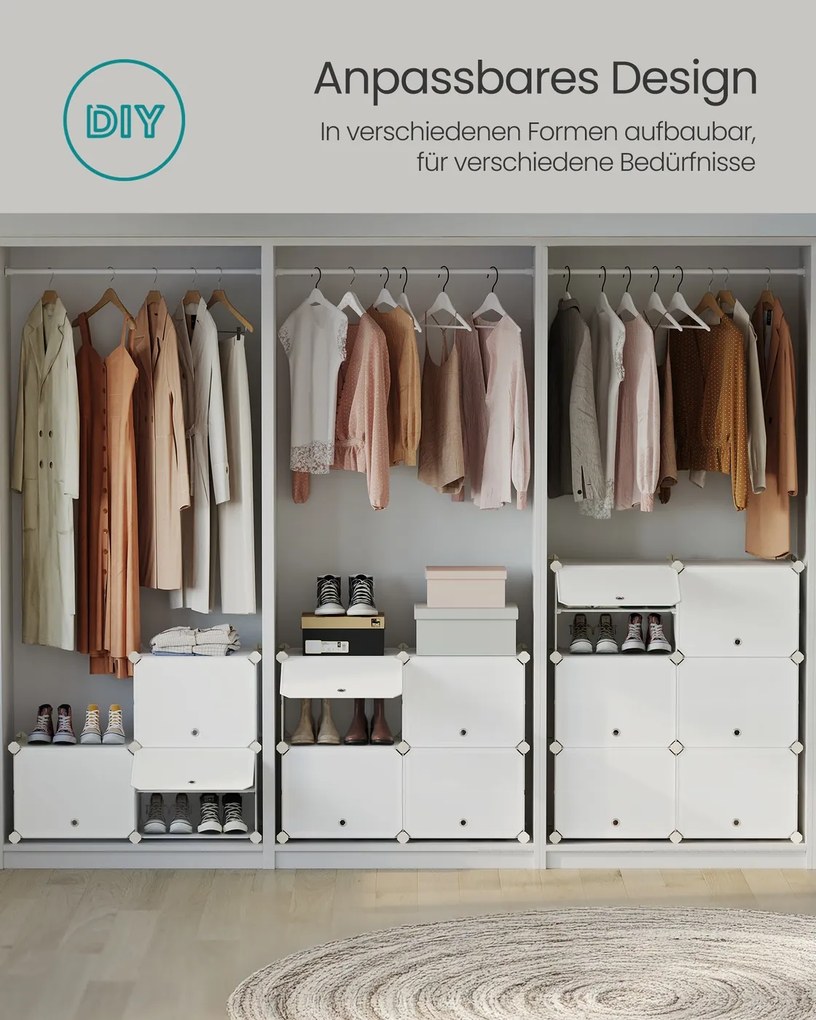 Sapateira com 12 compartimentos (124,4 L x 124,6 A cm) Branco nuvem e transparente