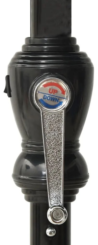 Guarda-sol de jardim c/ luzes LED/poste de aço 2x3 m azul ciano