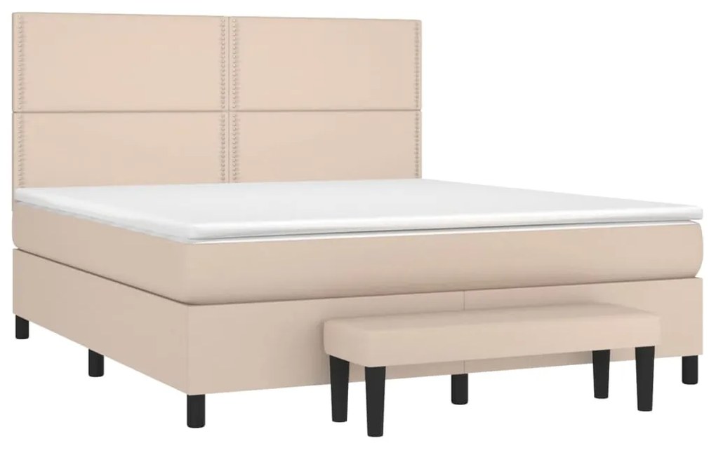Cama com molas/colchão 180x200 cm couro artificial cappuccino