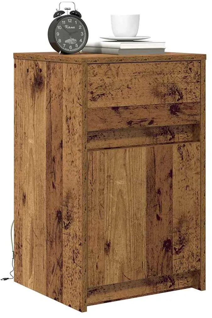 Criado-mudo LED Madeira antiga 38 x 34 x 61 cm Aglomerado