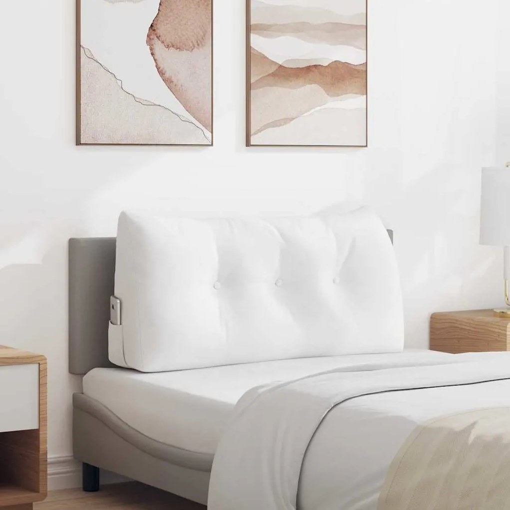 vidaXL Travesseiro para Costas Branco 100 x 24 x 50 cm tecido