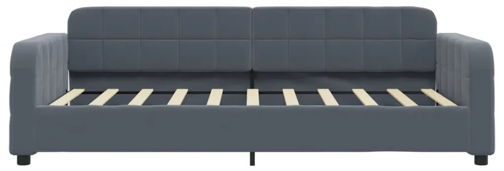 Sofá-cama com colchão 90x190 cm veludo cinzento-escuro