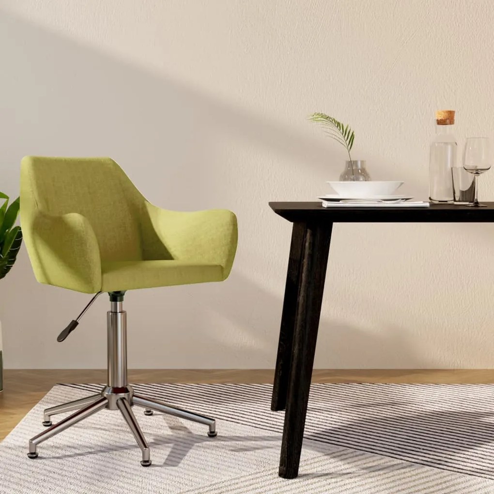 vidaXL Cadeira de jantar giratória tecido verde