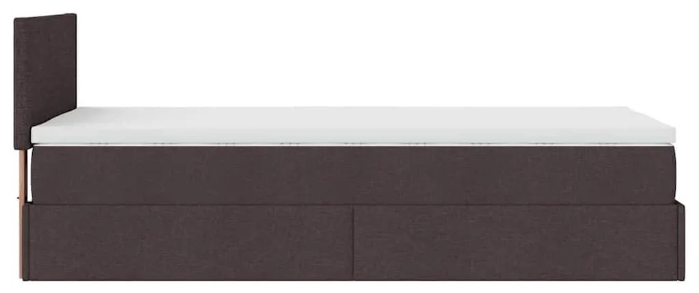 Estrutura cama otomana colchão 90x190 cm tecido castanho escuro