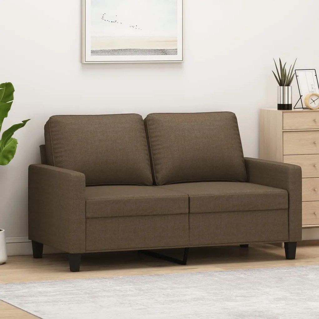 vidaXL Sofá de 2 lugares tecido 120 cm castanho