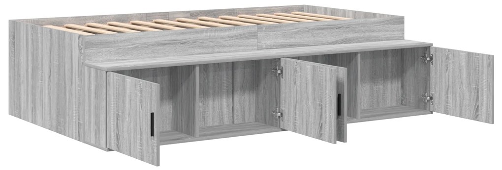 Estrutura de Cama com Armazenamento Cinza Sonoma 75x190 cm