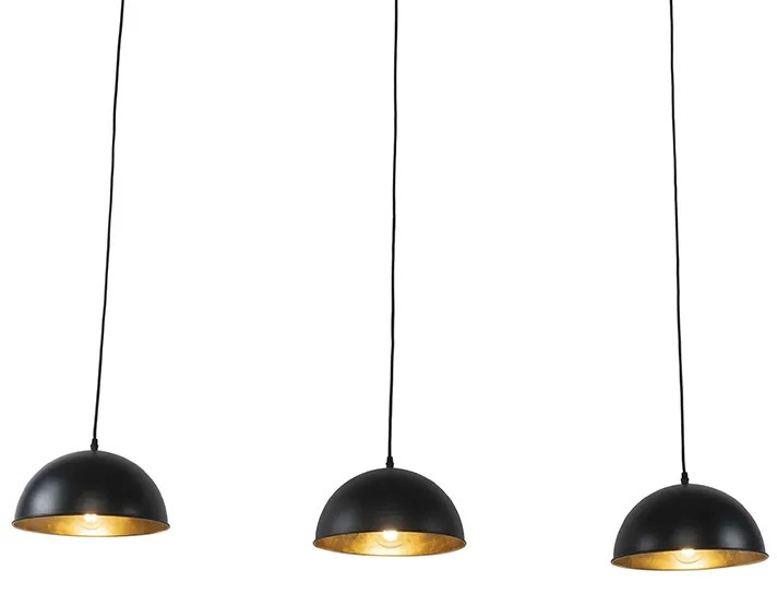 LED Candeeiro de suspensão inteligente preto com dourado 3 luzes incl. Wifi A60 - Magnax Industrial