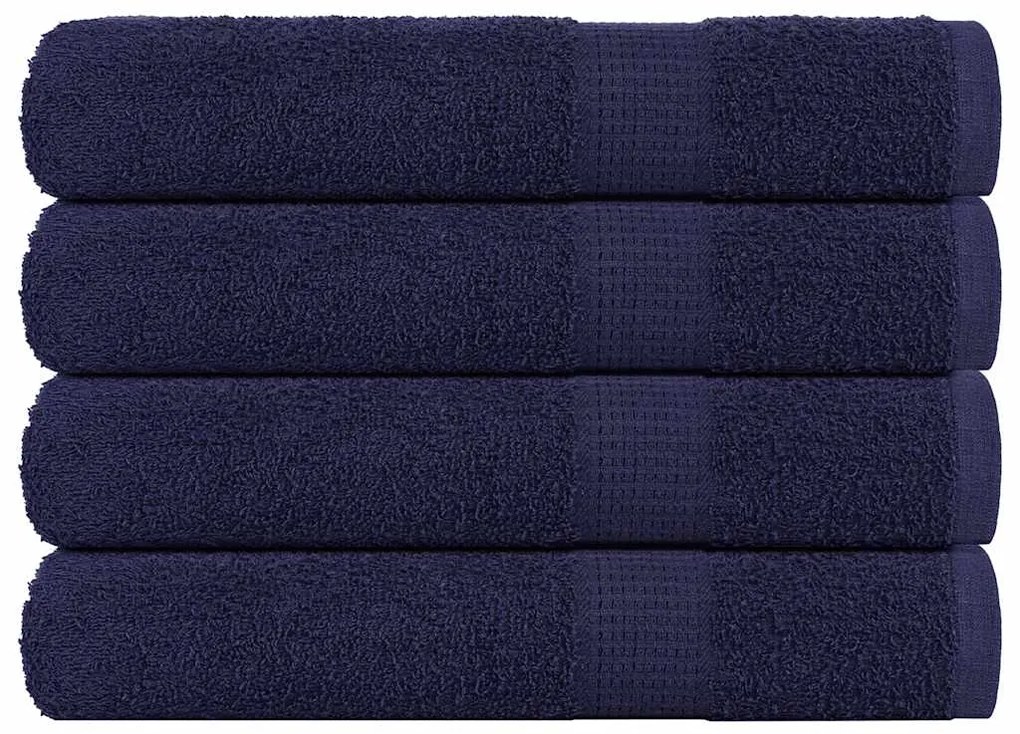 vidaXL Toalhas 4 pcs FROGN 100x200 cm 100% algodão azul marinho