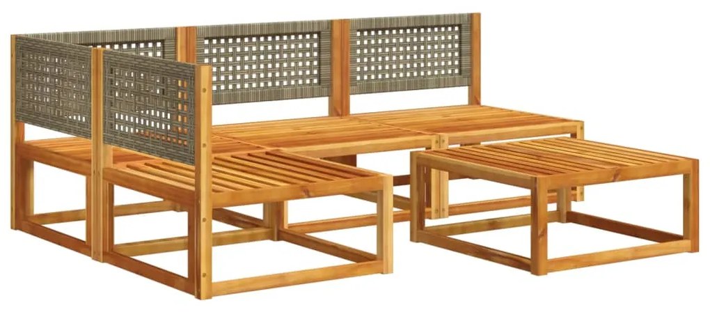 5 pcs conjunto de sofás de jardim com almofadões acácia maciça