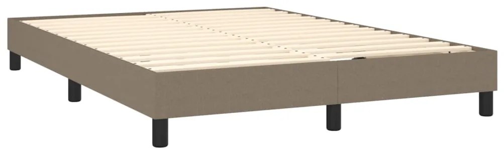 Cama box spring colchão/LED 140x190cm tecido cinza-acastanhado