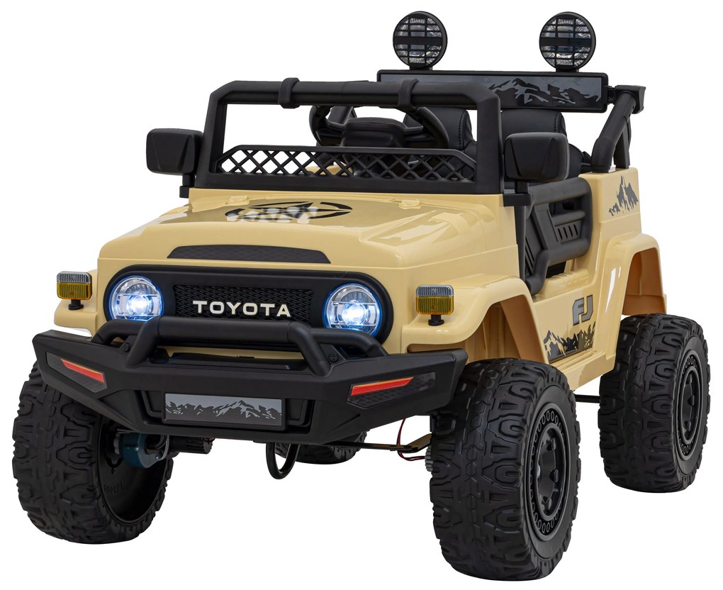 Jipe elétrico para Crianças Toyota FJ Cruiser 12V 4x4, Rodas Espuma EVA, Assentocouro ecológico Bege