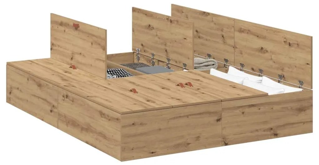 Cama com Armazenamento Carvalho Artisan 135x190 cm