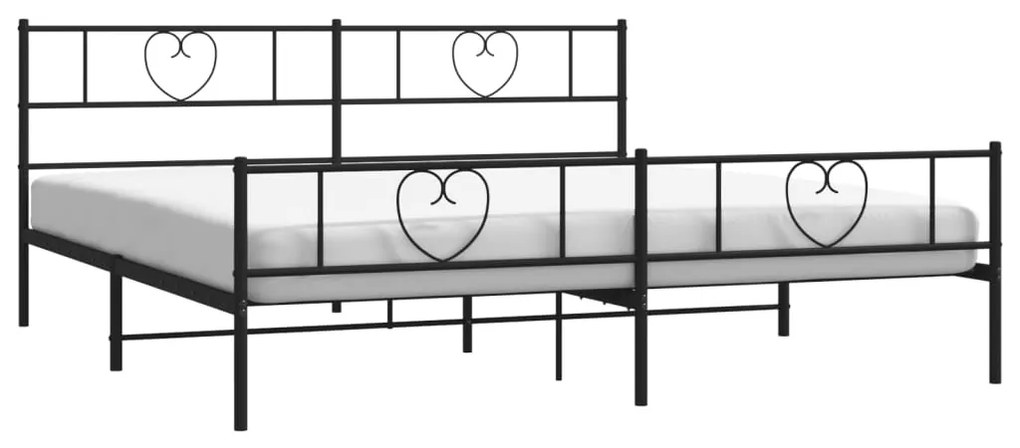 Estrutura de cama com cabeceira e pés 200x200 cm metal preto