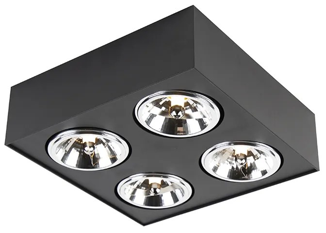 Projetores de design quadrado preto 4 luzes - Kaya Moderno