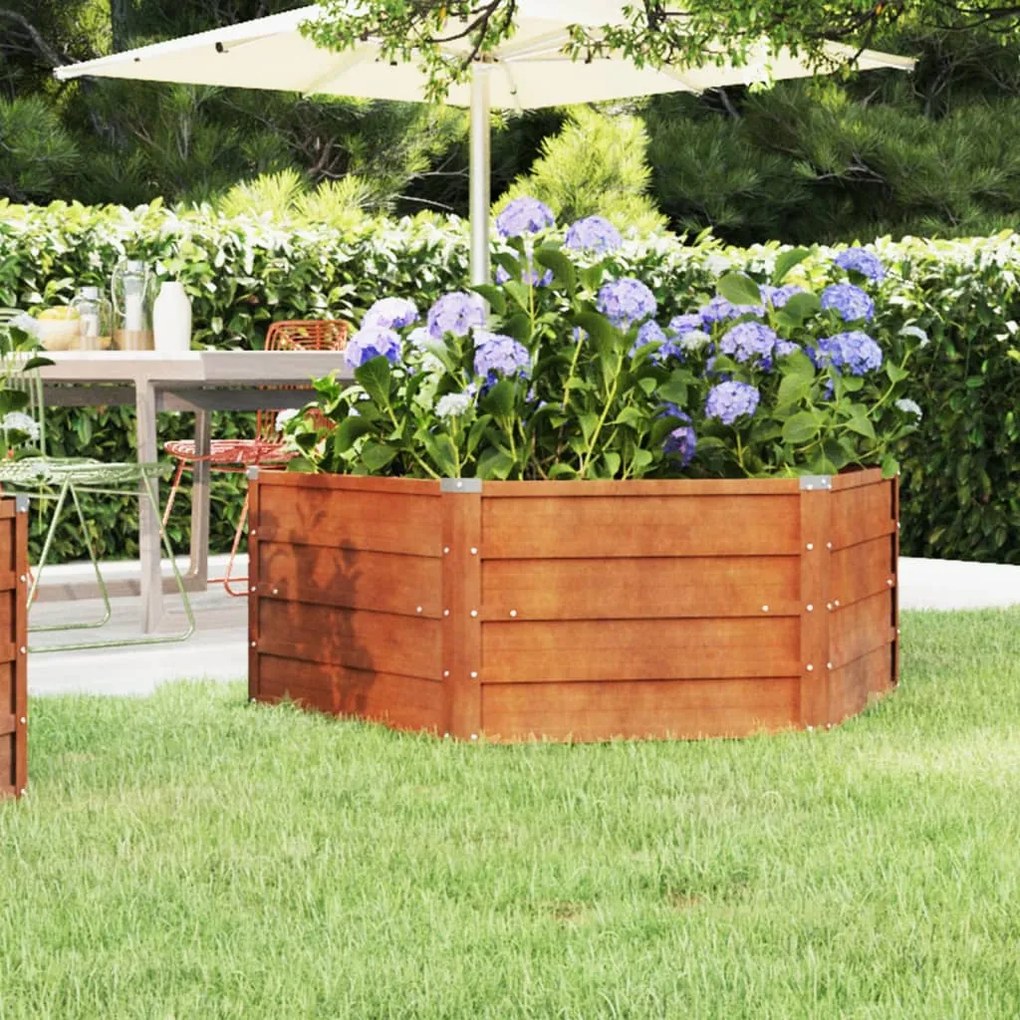 Canteiro de jardim 129x129x45 cm aço corten cor enferrujado